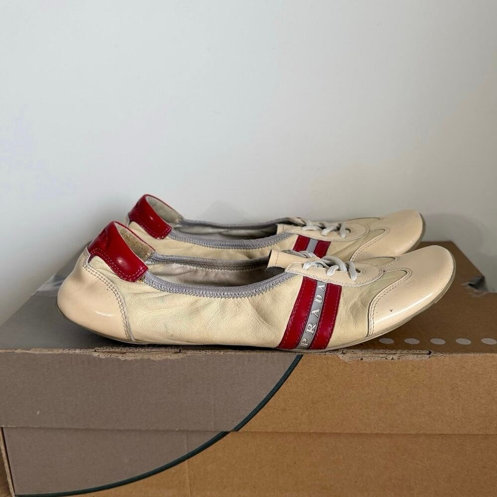 Prada Sport Women Lace Up Ballet Flats- SZ 37.5 / US 7.5 - Picture 5 of 16